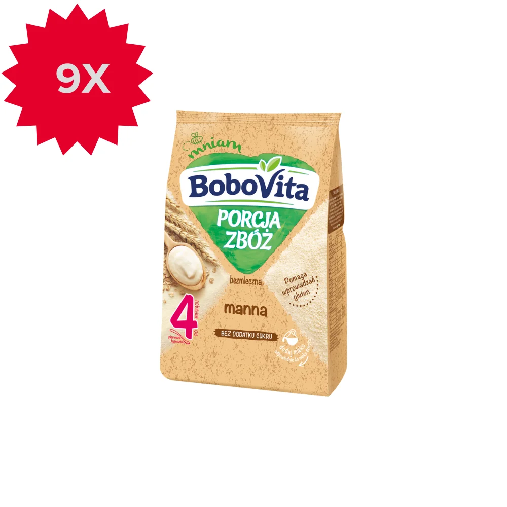 BoboVita Porcja Zbóż kaszka manna bezmleczna od 4. miesiąca życia, 9 x 170 g