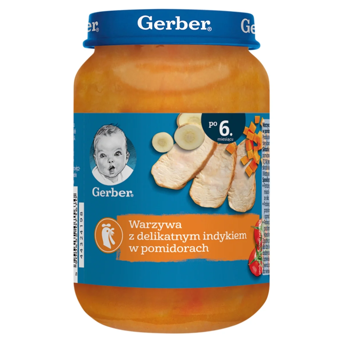 Gerber obiadek delikatny indyk w pomidorach dla niemowląt po 6 miesiącu, 190 g