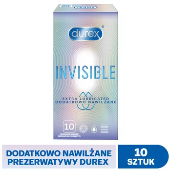 Durex Invisible, prezerwatywy extra nawilżane, 10 sztuk 
