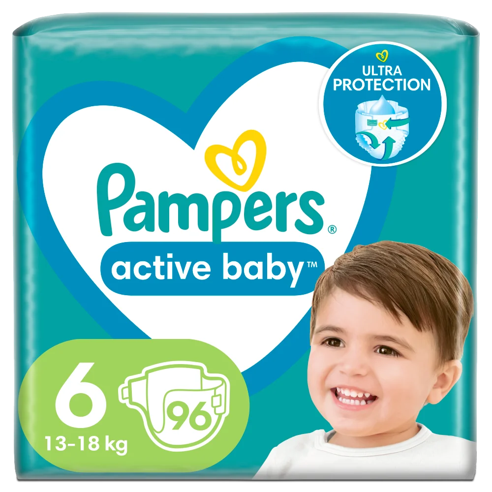 Pampers Active Baby pieluchy, rozmiar 6, 13-18 kg, 96 szt.