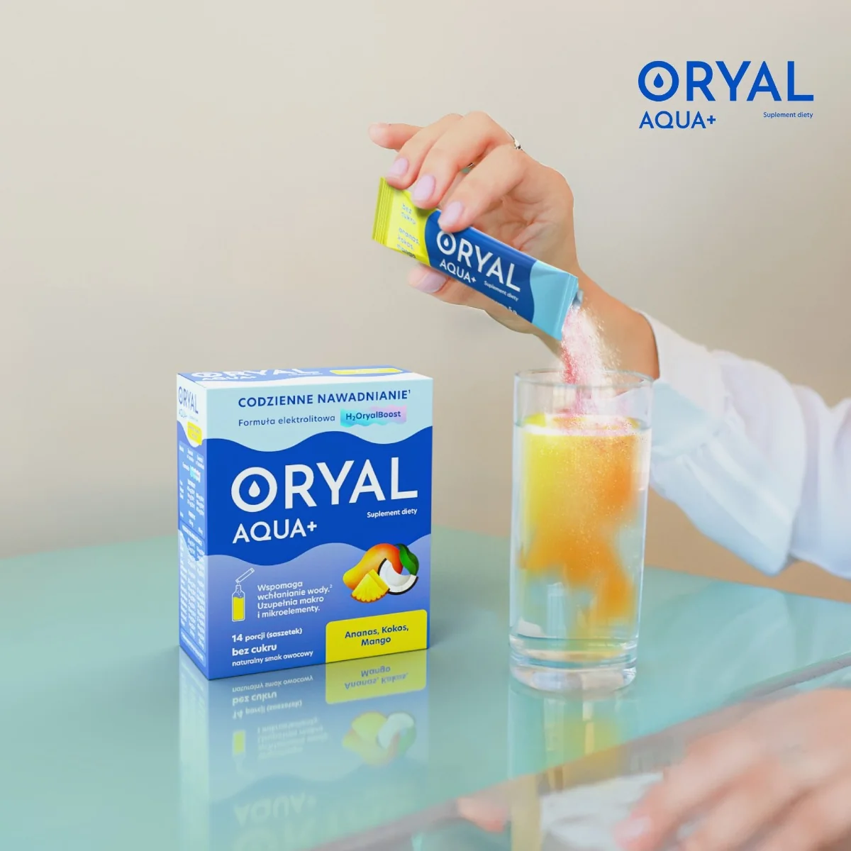 Oryal Aqua+ Ananas, Kokos, Mango 14 saszetek