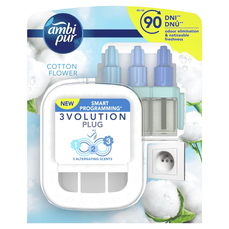 Ambi Pur 3 Volution Cotton Flower elektryczny odświeżacz powietrza zestaw startowy, 1 szt.
