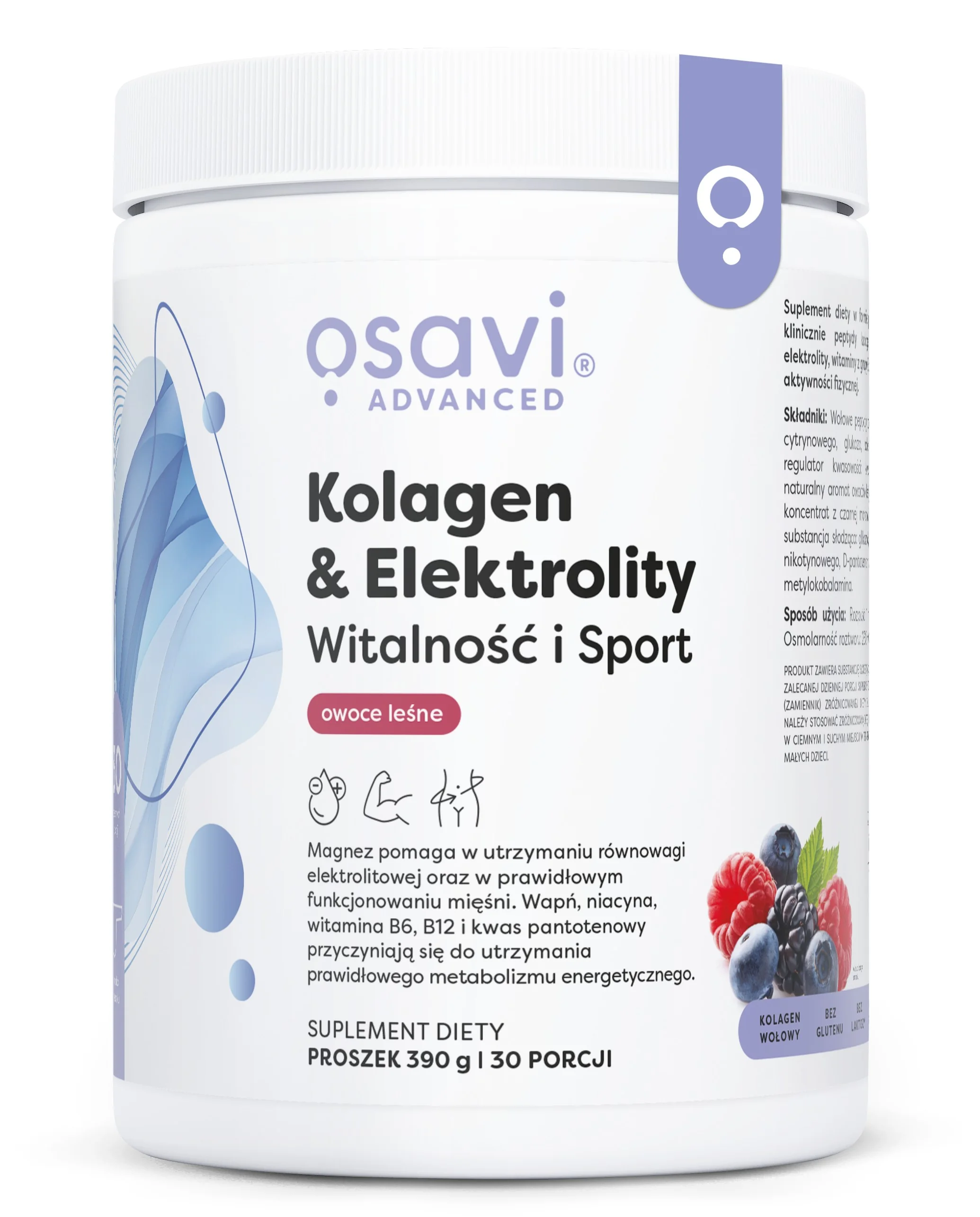 Osavi Kolagen & Elektrolity Witalność i Sport owoce leśne, proszek, 390 g