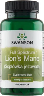 Swanson Full Spectrum Lion's Mane soplówka jeżowata 500 mg Swanson Full Spectrum Lion's Mane soplówka jeżowata 500 mg