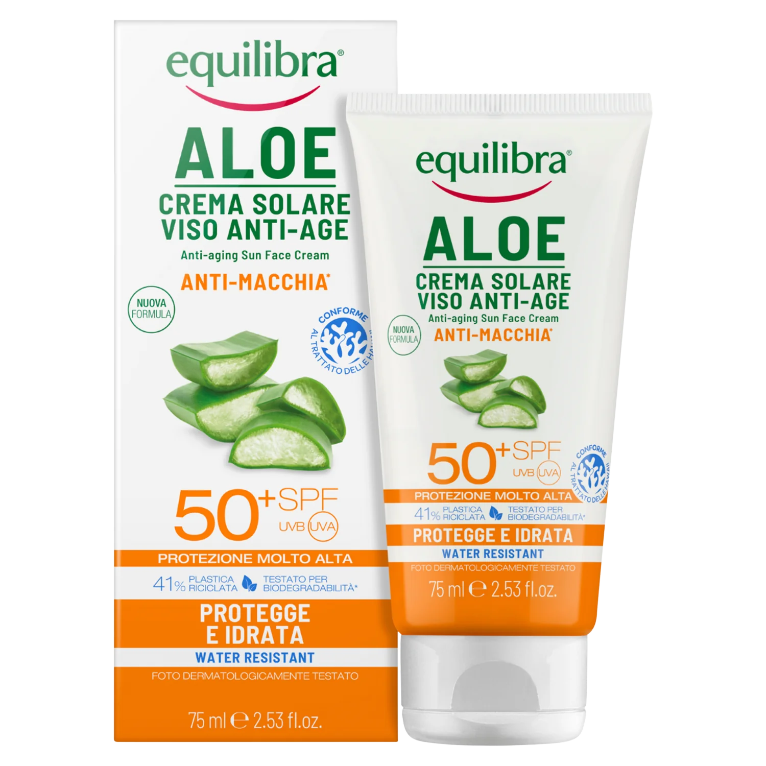 Equilibra Aloe Equilibra Aloe krem przeciwzmarszczkowy do twarzy UVA UVB SPF50+, 75 ml