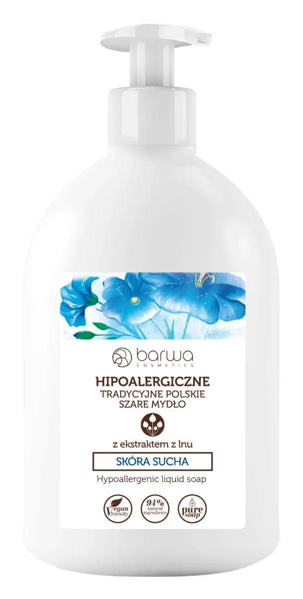 Barwa Hipoalergiczne Tradycyjne Polskie, mydło szare, z ekstraktem z lnu, 500 ml
