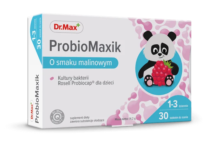 ProbioMaxik Dr. Max, suplement diety, smak malinowy, 30 tabletek do ssania