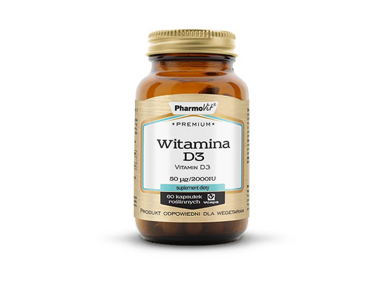 Premium Witamina D3 Pharmovit, suplement diety, 60 kapsułek