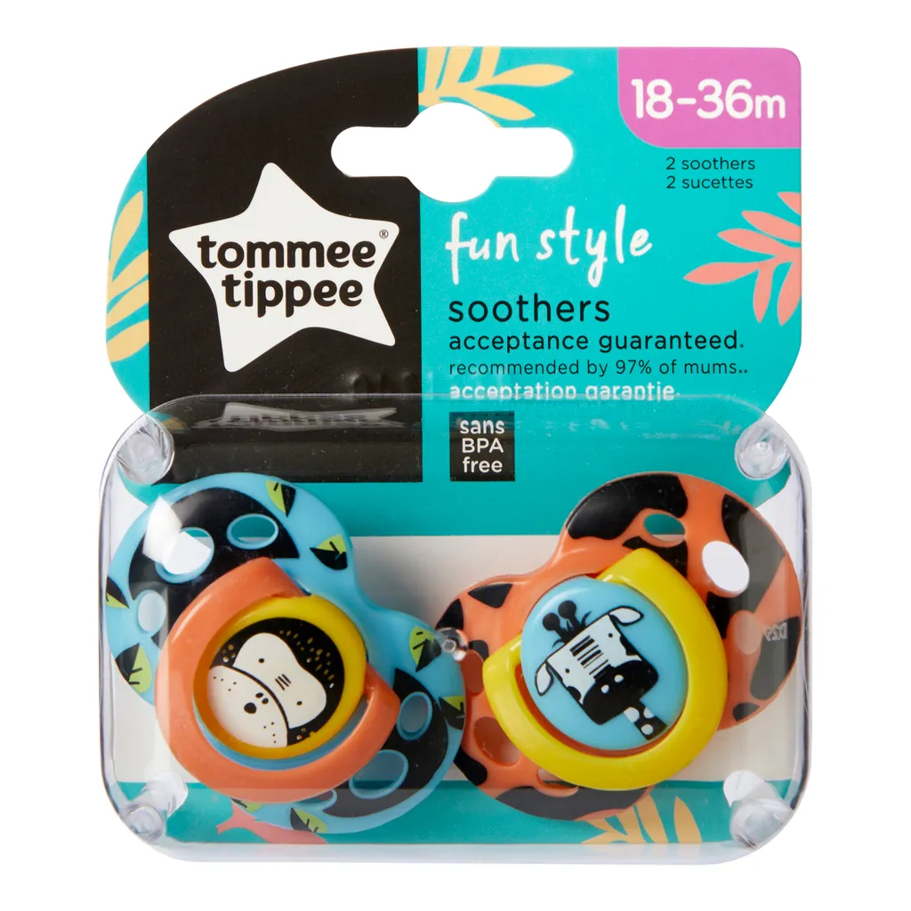 Tommee Tippee smoczek uspokajający fun style 18-36 m boy, 2 sztuki