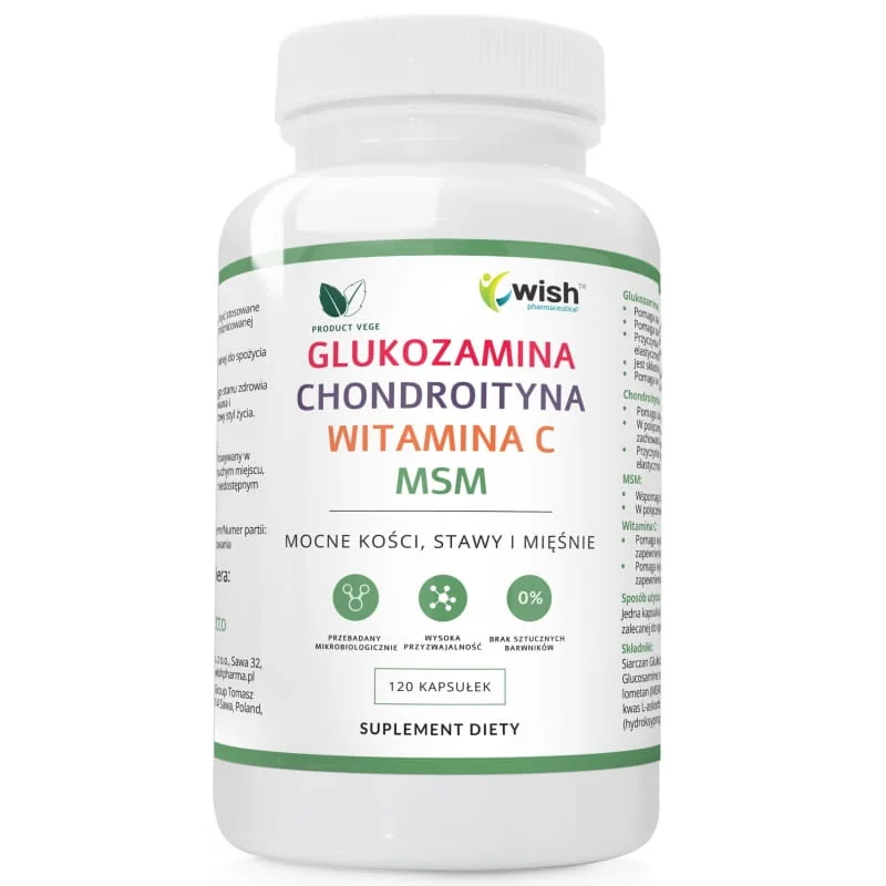 Wish Glukozamina, Chondroityna, MSM + Wit. C, 120 tabletek