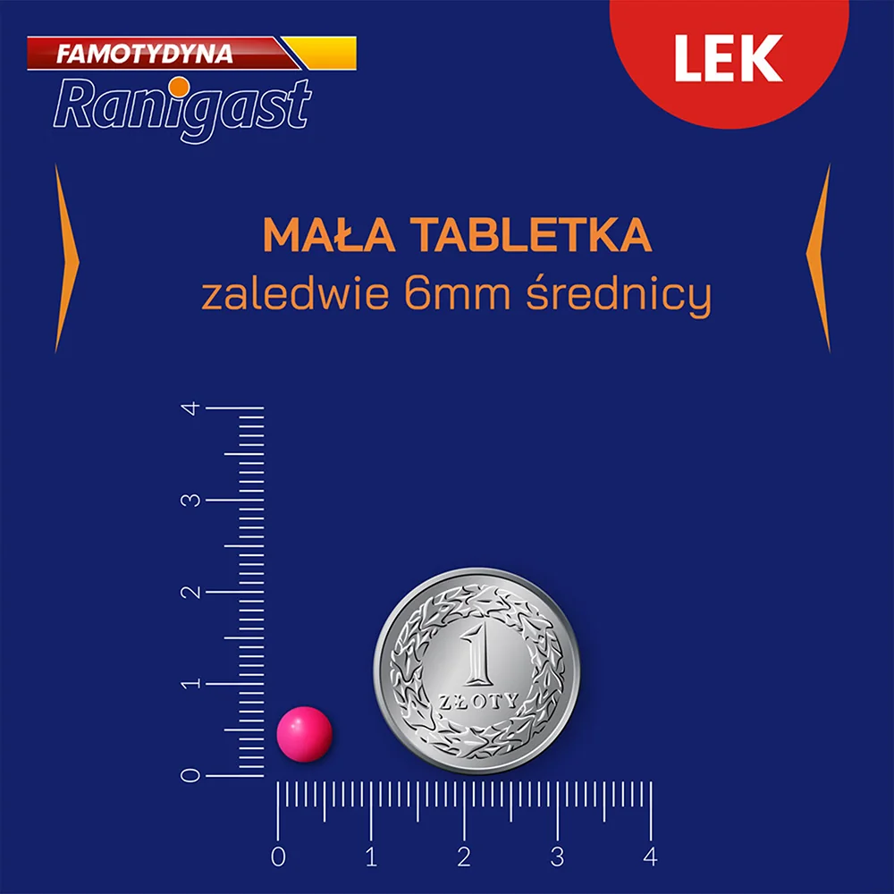 Famotydyna Ranigast 20 mg, 20 tabletek powlekanych