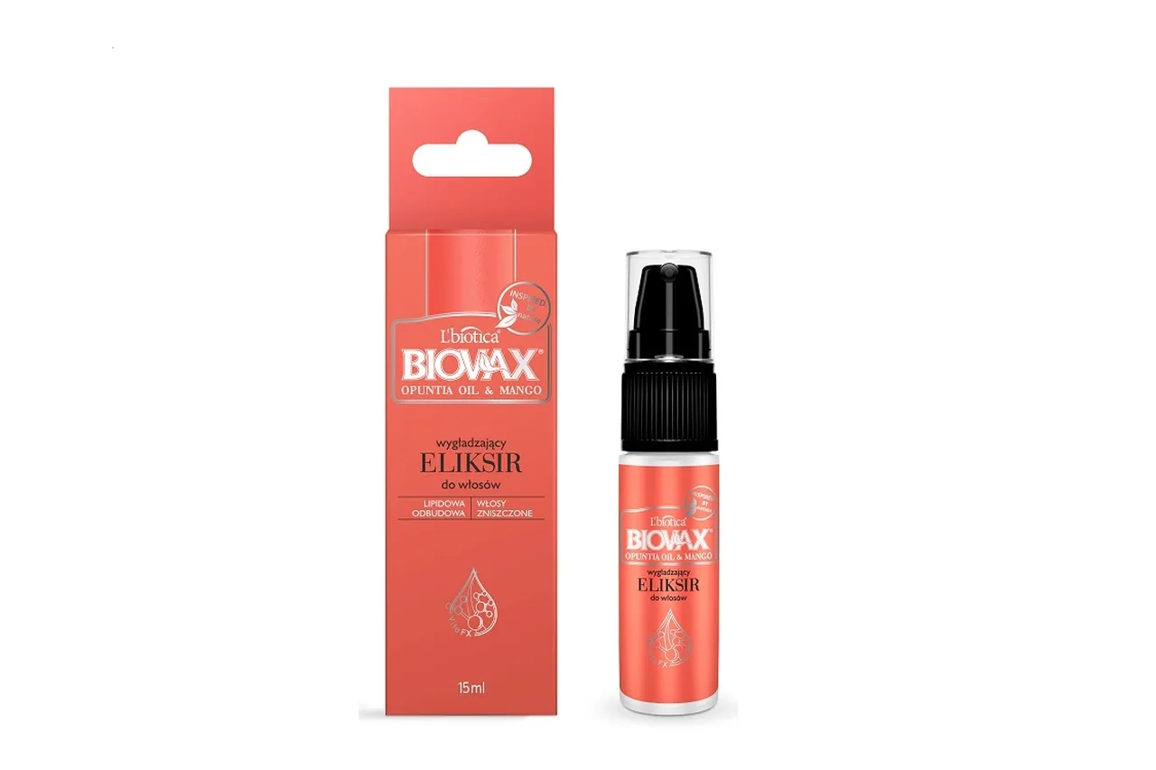 Biovax Opuntia Oil i Mango, wygładzający eliksir do włosów, 15 ml