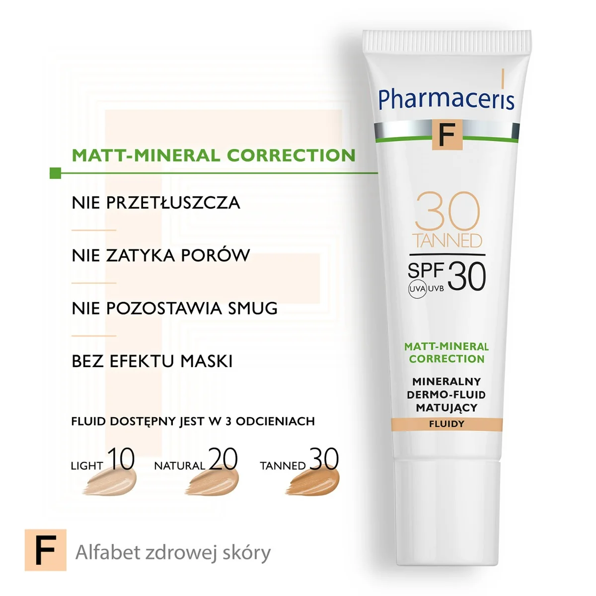 Pharmaceris F Matt Mineral Correction mineralny dermo-fluid matujący Tanned 30, 30 ml