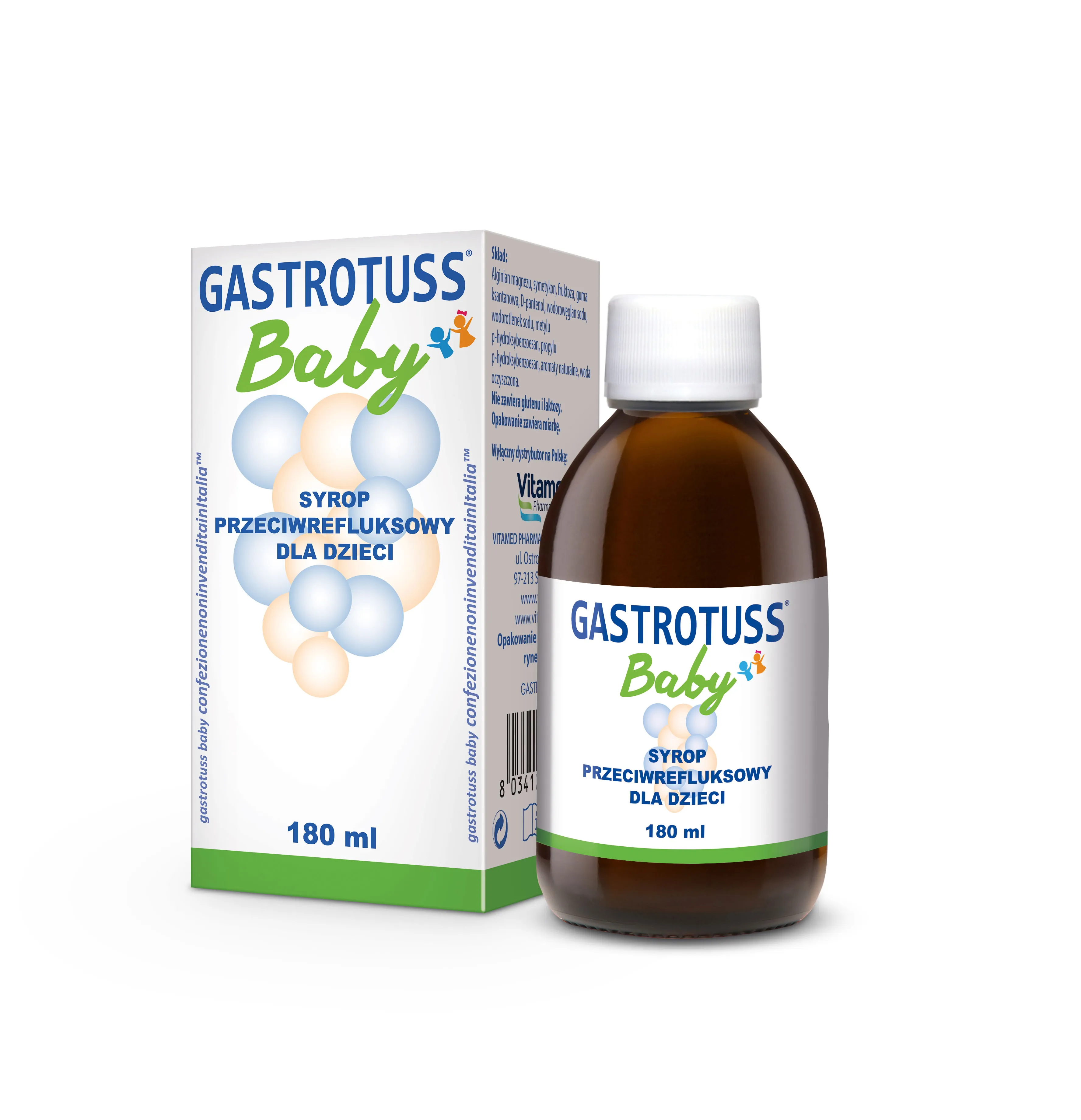 Gastrotuss baby, syrop przeciwrefluksowy dla dzieci, 180 ml