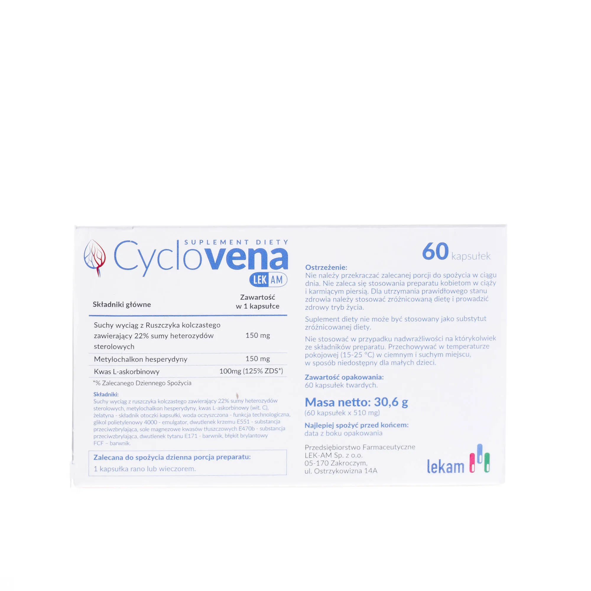Cyclovena, suplement diety poprawiający krążenie żylne, 60 kapsułek 