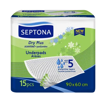 Septona Dry Plus, zapachowe podkłady higieniczne 90 x 60cm, 15 sztuk 