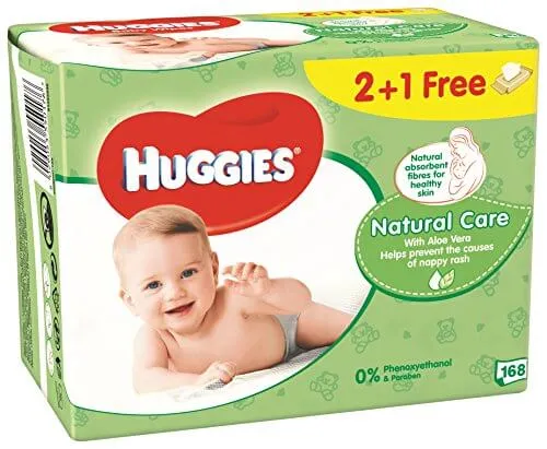 Huggies Natural Care, chusteczki nawilżające, 168 sztuk