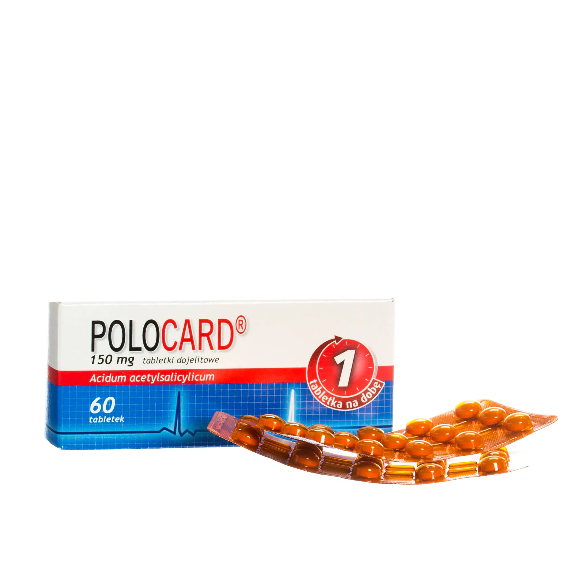 Polocard. 150 mg, tabletki dojelitowe, Acidum acetylsalicylicum, 60 tabletek