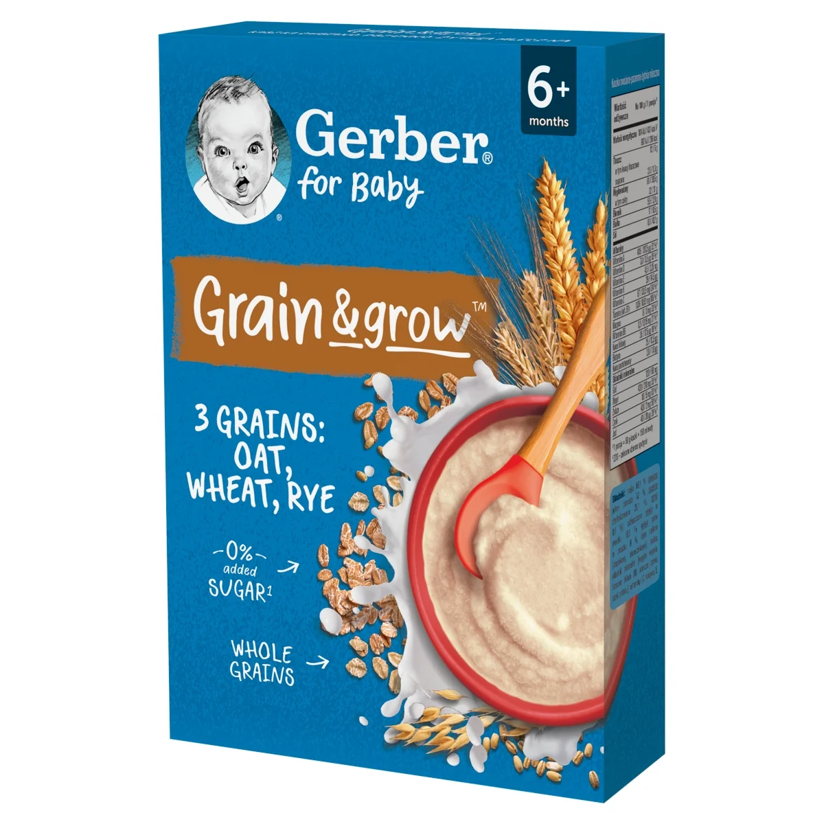 Gerber Grain & grow kaszka owsiano-pszenno-żytnia mleczna po 6 miesiącu, 200 g