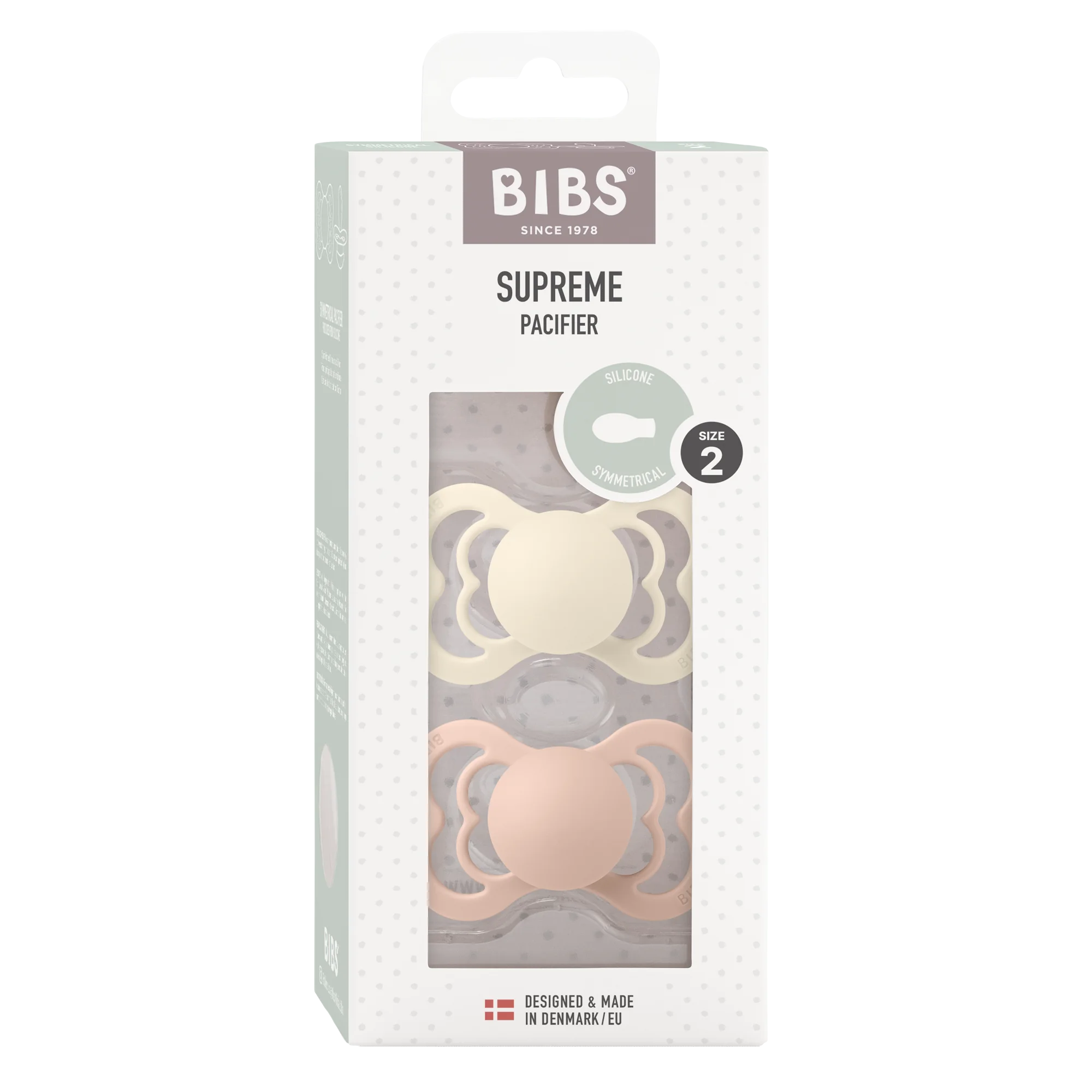 Bibs Pacifier Supreme Ivory & Blush smoczek lateksowy uspokajający, 2 szt.