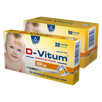 D-Vitum witamina D3 dla niemowląt 600 j.m., suplement diety, 90 kapsułek twist-off 