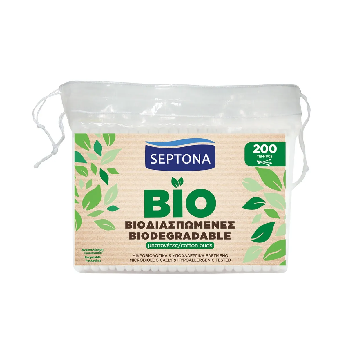 Septona Ecolife Patyczki higieniczne biodegradowalne, 200 szt.