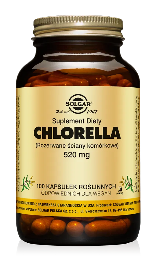 Solgar Chlorella, suplement diety, 100 kapsułek