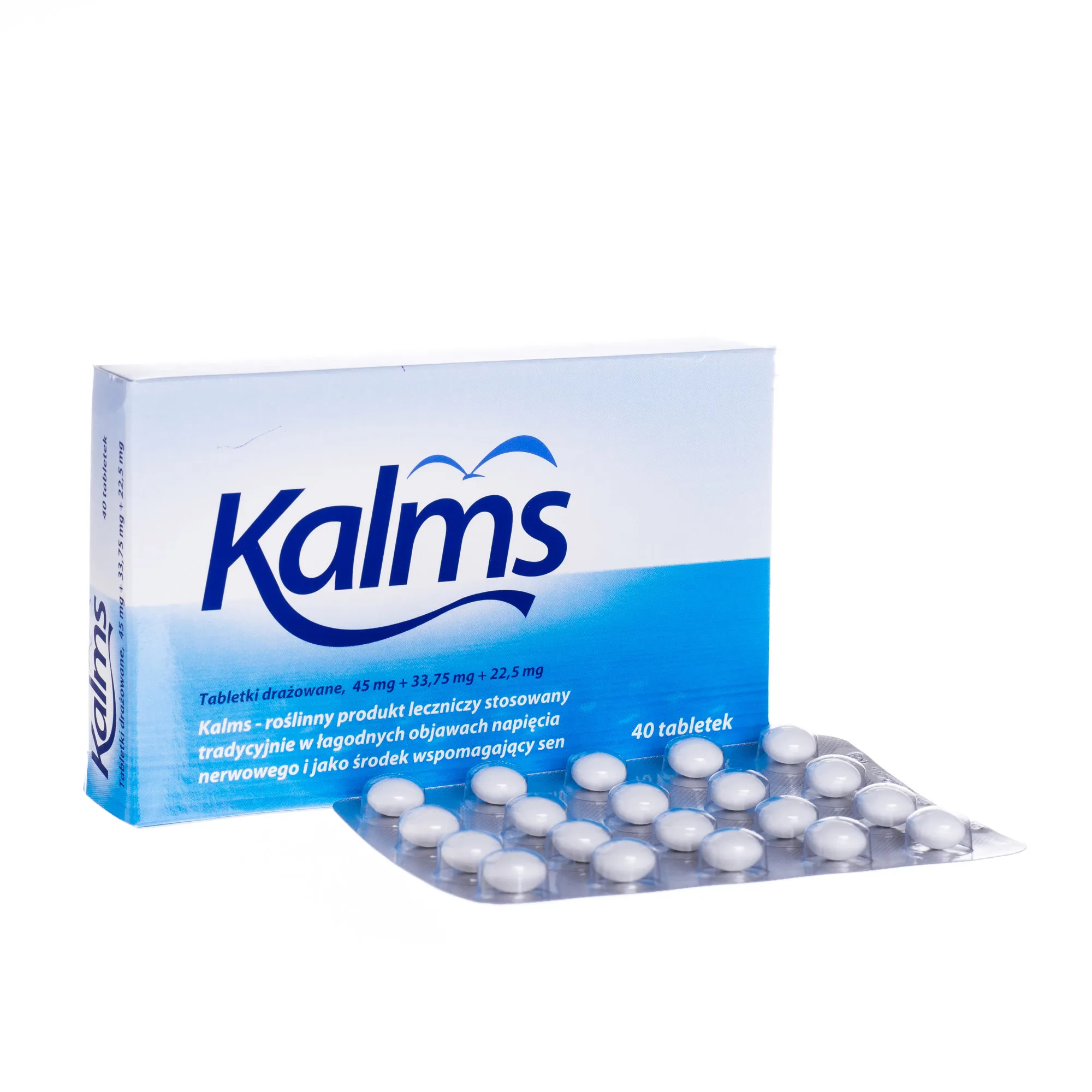 Kalms tabletki drażowane, 45 mg + 33,75 mg + 22,5 mg, 40 tabletek 