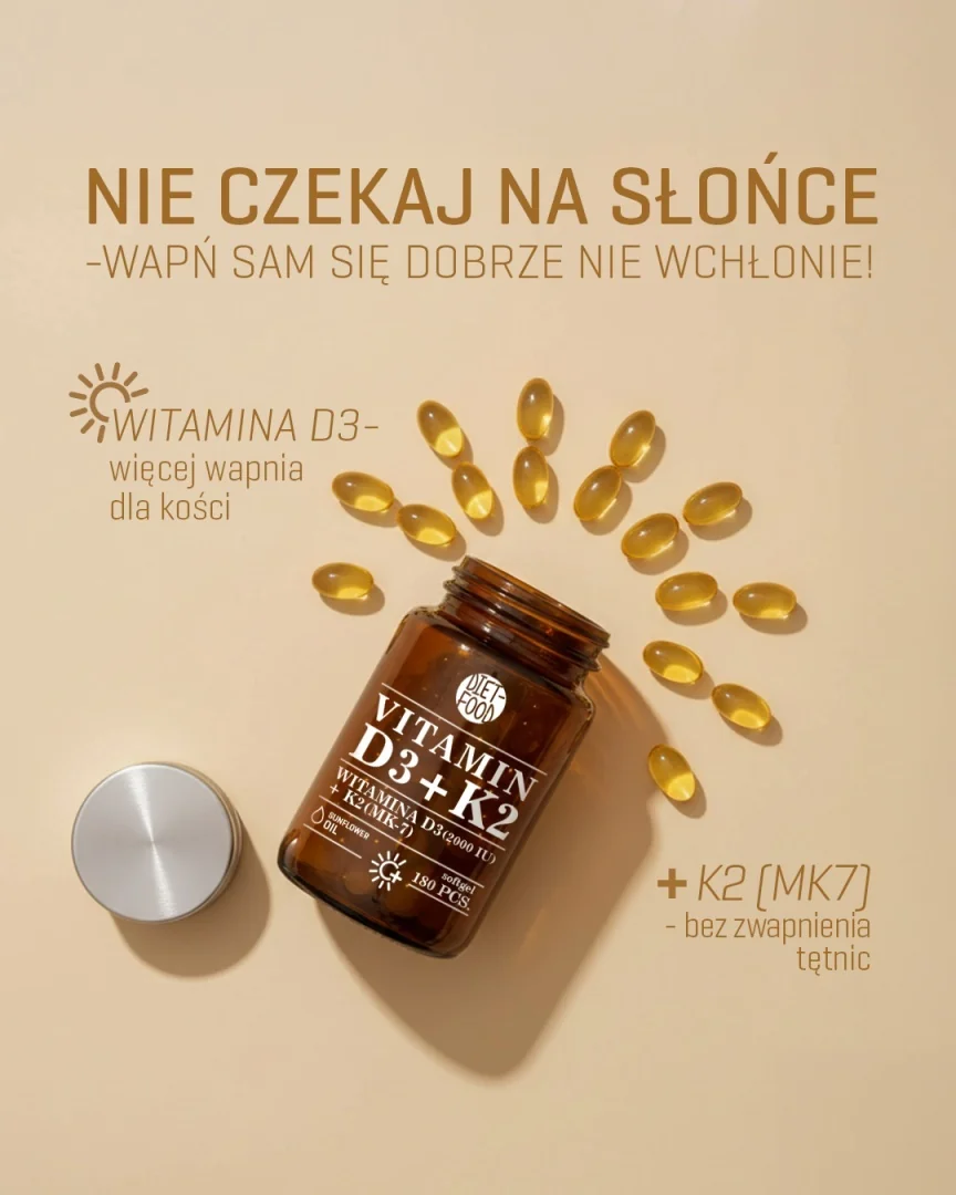 DIET-FOOD Witamina D3+K2 180 kapsułek miękkich