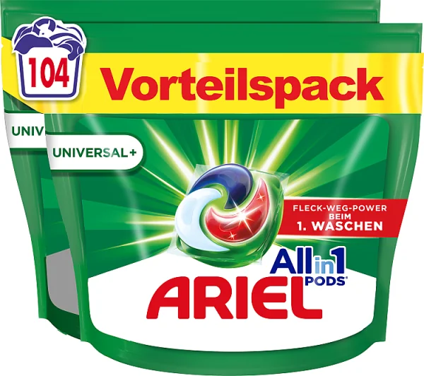 Ariel Universal + kapsułki z płynem do prania, 104 sztuki