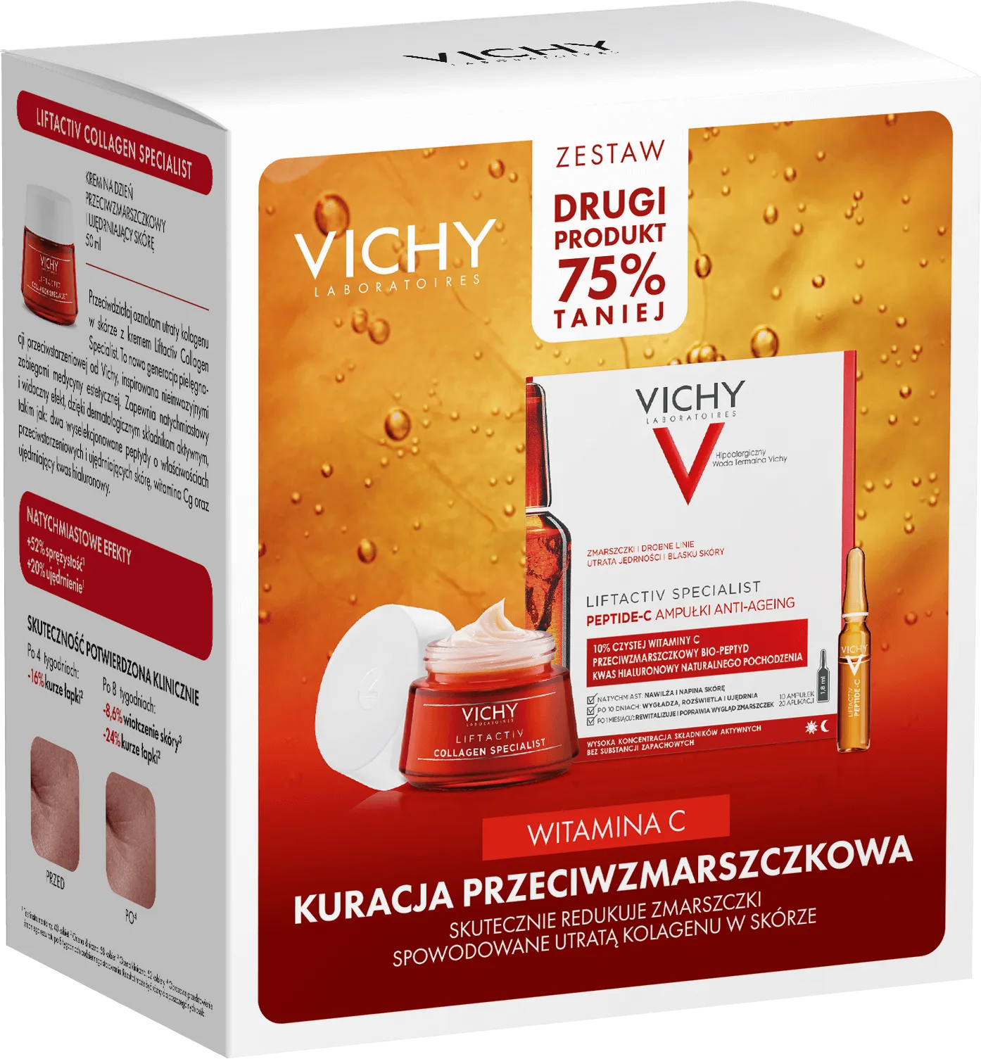 Zestaw Vichy Liftactiv Collagen Specialist, krem na dzień, 50 ml + Liftactiv Peptide-C, skoncentrowana kuracja anti-ageing, 10 ampułek