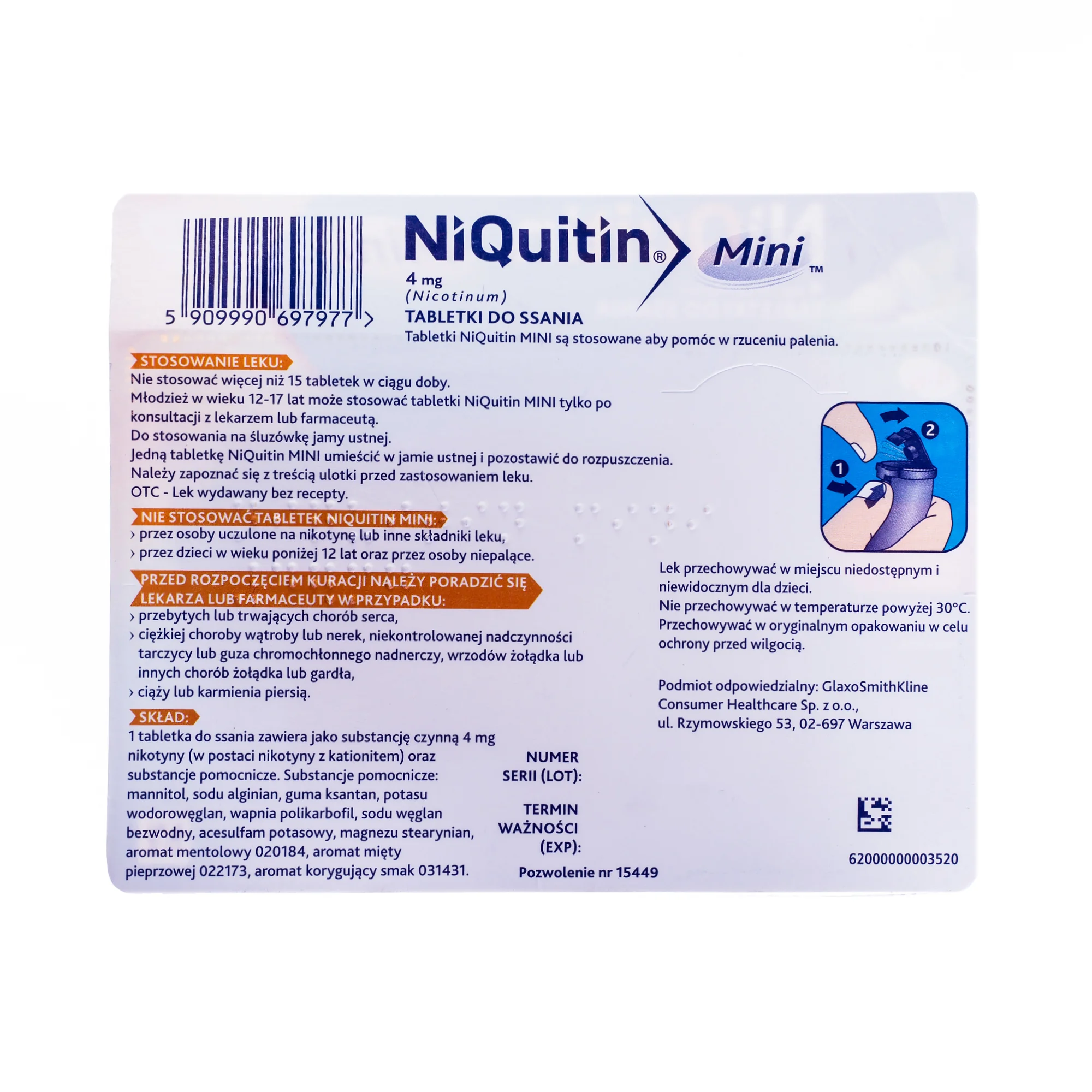 Niquitin Mini, 4 mg, 60 tabletek do ssania