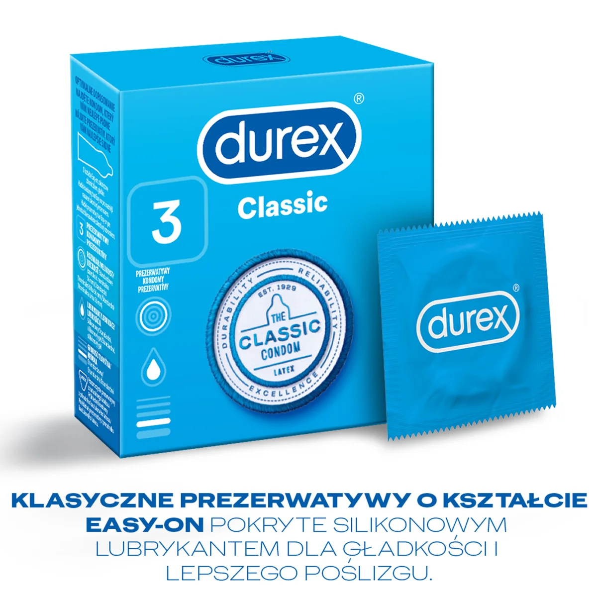 Durex Classic prezerwatywy, 3 szt.