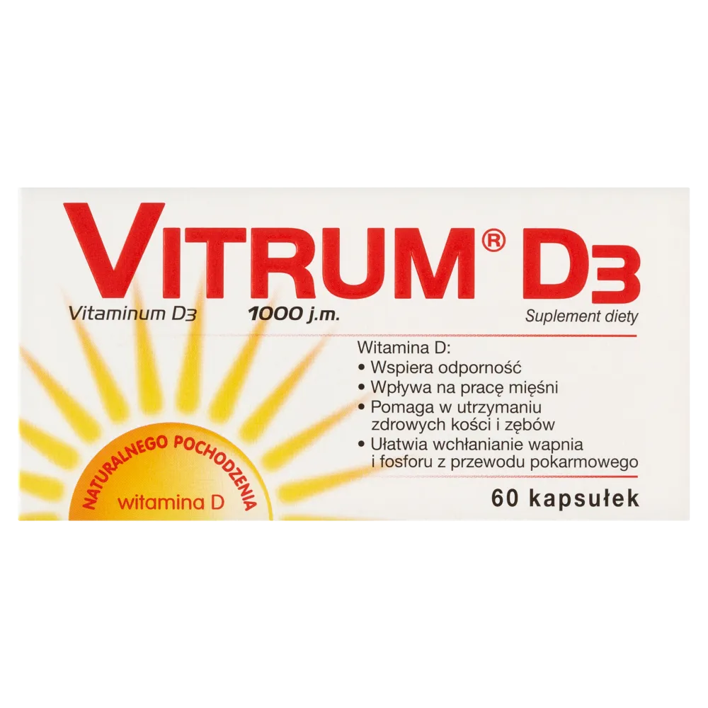 Vitrum D3 1000 j.m., suplement diety, 60 kapsułek 