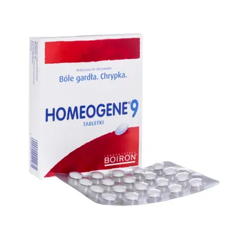 Homeogene 9, lek na bóle gardła i chrypkę, 60 tabletek 