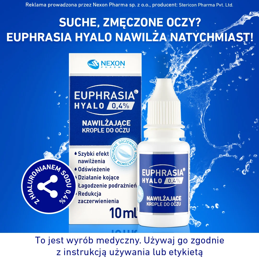 Euphrasia Hyalo 0,4% ,nawilżające krople do oczu, 10 ml