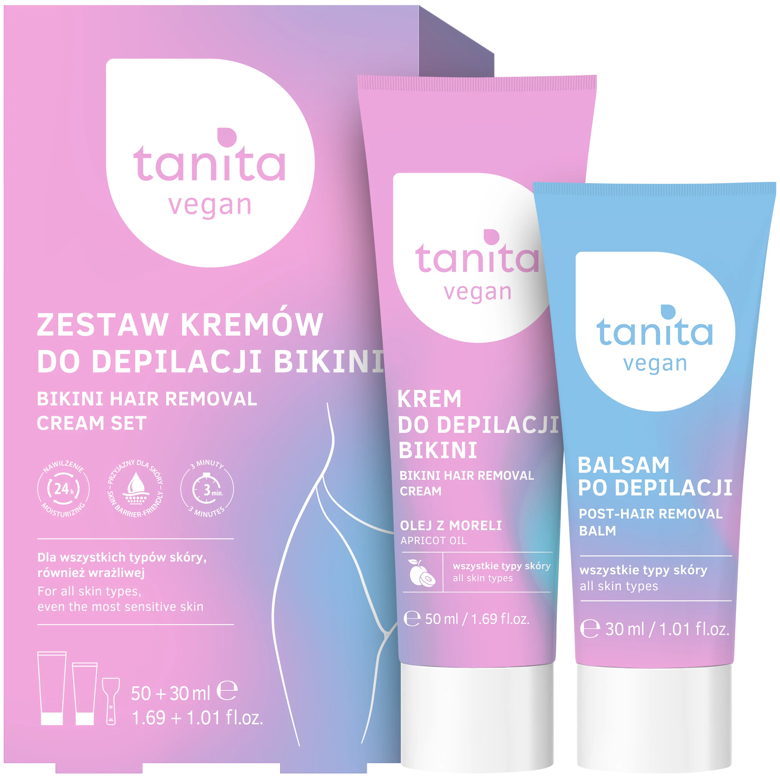 Tanita Zestaw kremów do depilacji bikini krem do depilacji, 50ml + balsam po depilacji, 30ml