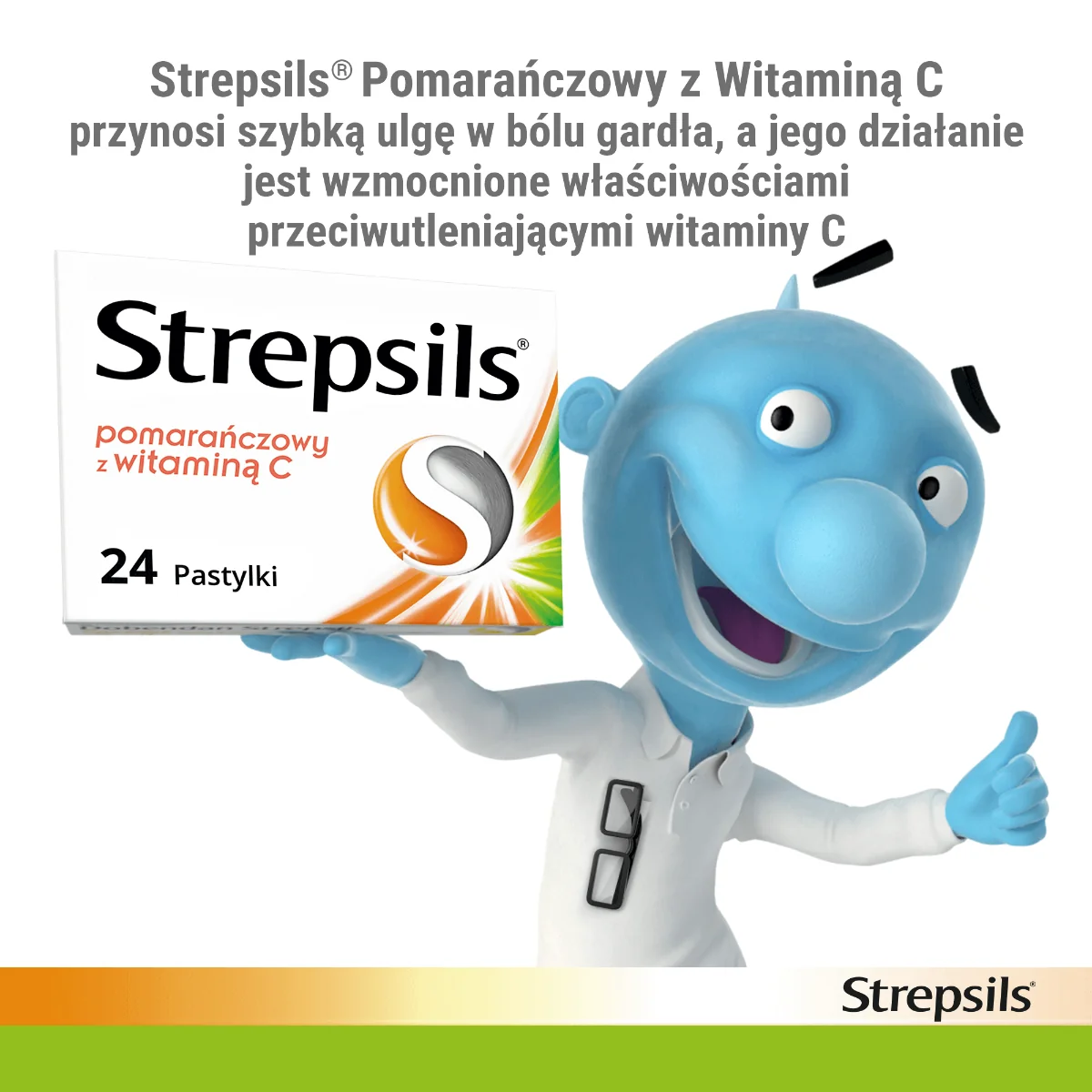 Strepsils pomarańczowy z witaminą C 24 pastylki twarde