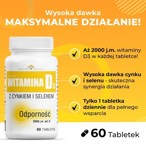 Domowa Apteczka Witamina D3 z Cynkiem i Selenem 60 tabletek
