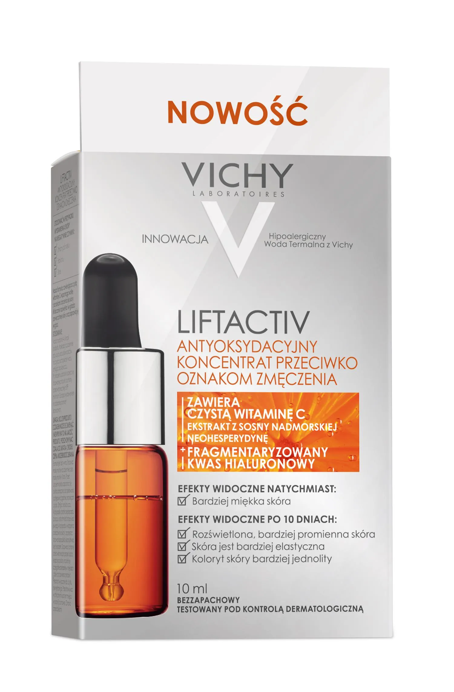 Vichy Liftactiv Fresh Shot, antyoksydacyjny koncentrat przeciw oznakom zmęczenia, 10 ml 