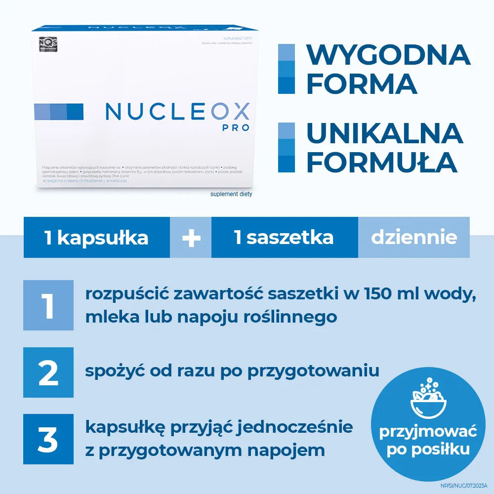 Nucleox Pro, suplement diety, 30 saszetek + 30 kapsułek 