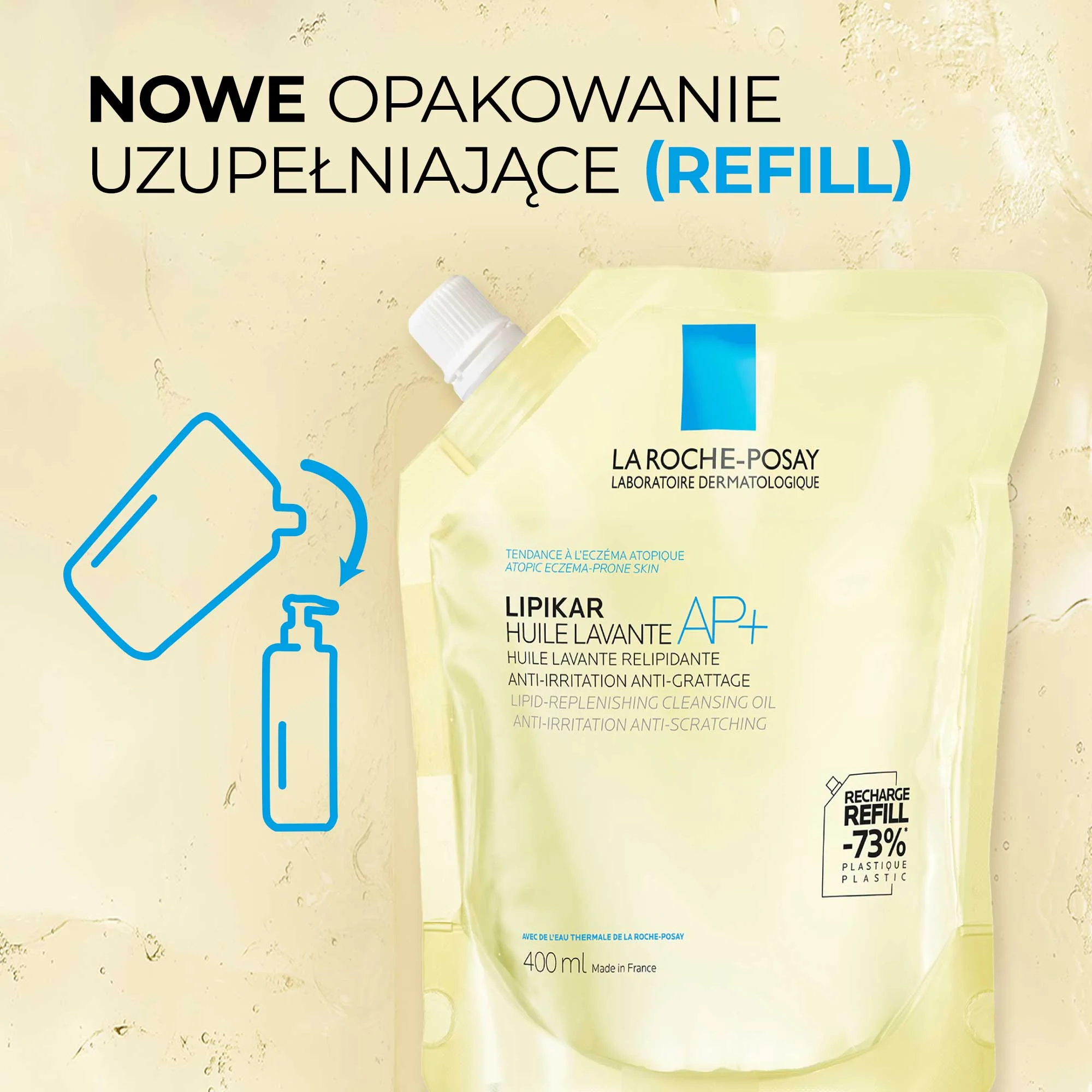 La Roche-Posay Lipikar Ap+ Huile Lavante Olejek myjący (refill), 400 ml