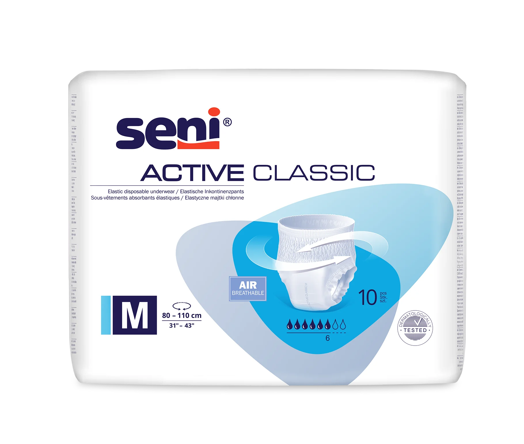 Seni Active Classic elastyczne majtki chłonne, rozmiar M, 80-110 cm, 10 szt.