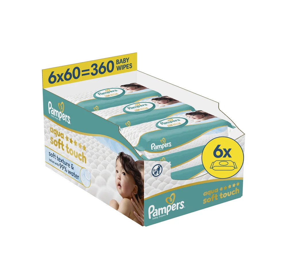 Pampers 99% Water chusteczki nawilżane dla dzieci, 6 x 60 sztuk