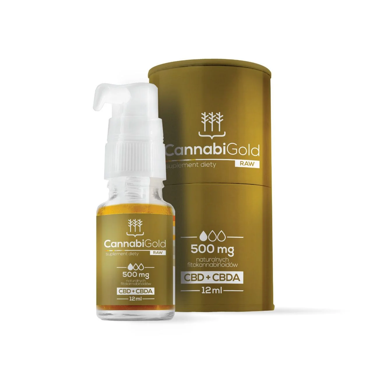 CannabiGold Raw 500 olej, 12 ml. Data ważności: 31.10.2026
