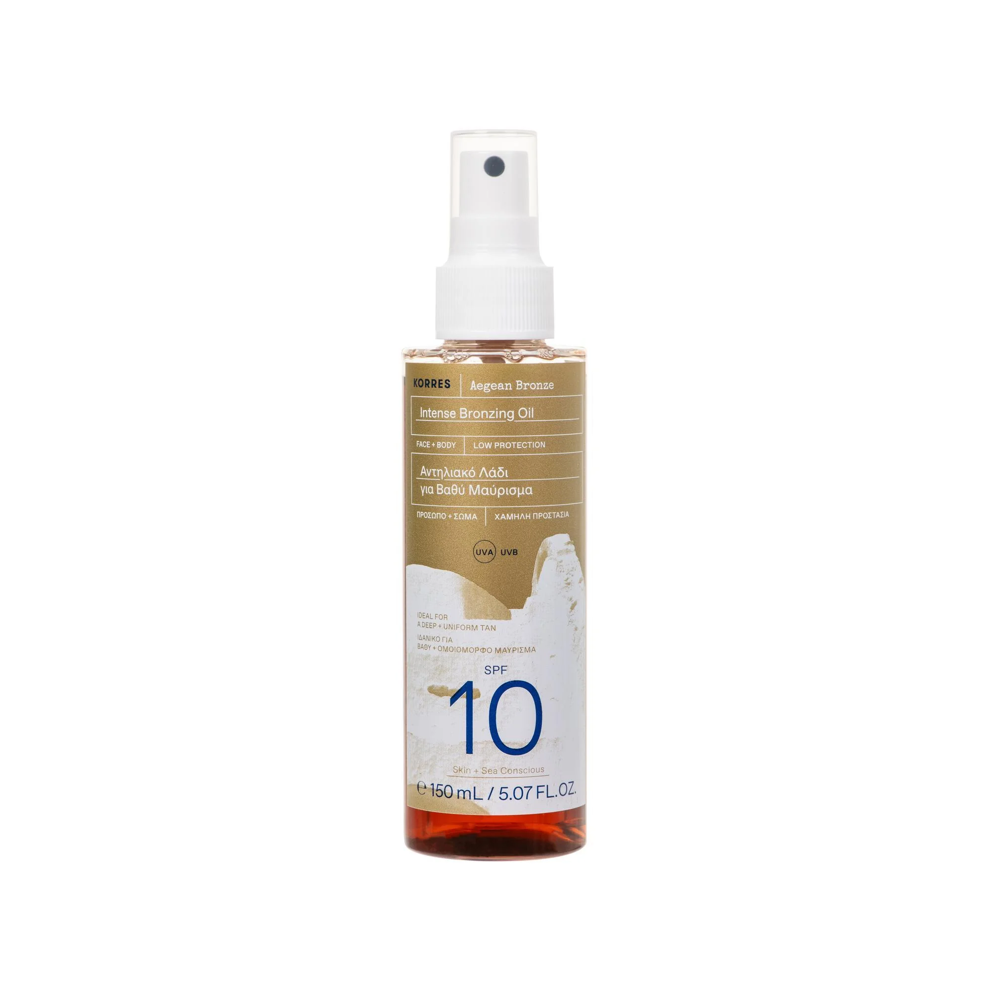 Korres Aegean Bronze olejek do ciała i twarzy SPF 10, 150 ml
