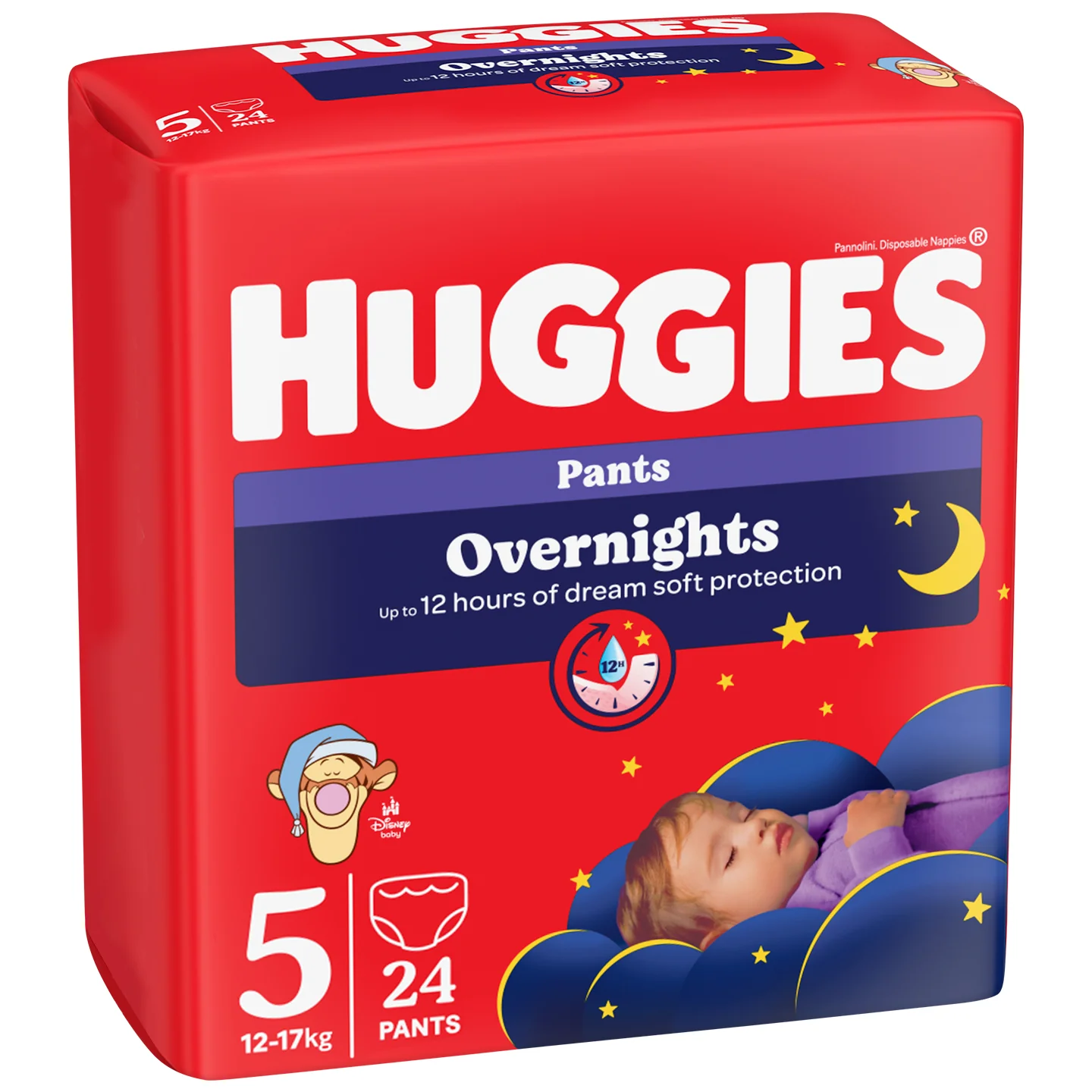 Huggies Overnights pieluchomajtki rozmiar 5, 12-17 kg, 24 sztuki