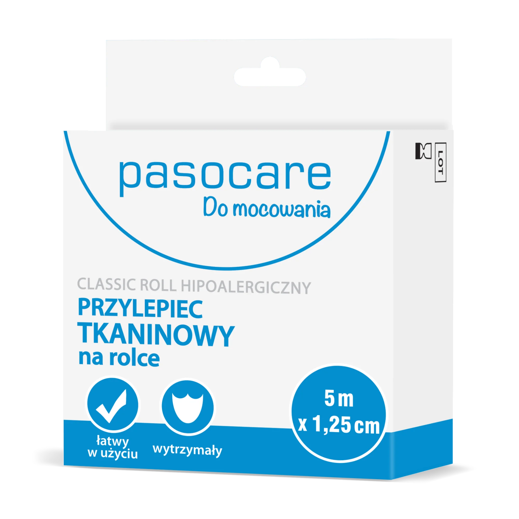 Pasocare Do mocowania Classic Plus hipoalergiczny przylepiec tkaninowy na rolce 5 m x 1,25 cm, 1 sztuka