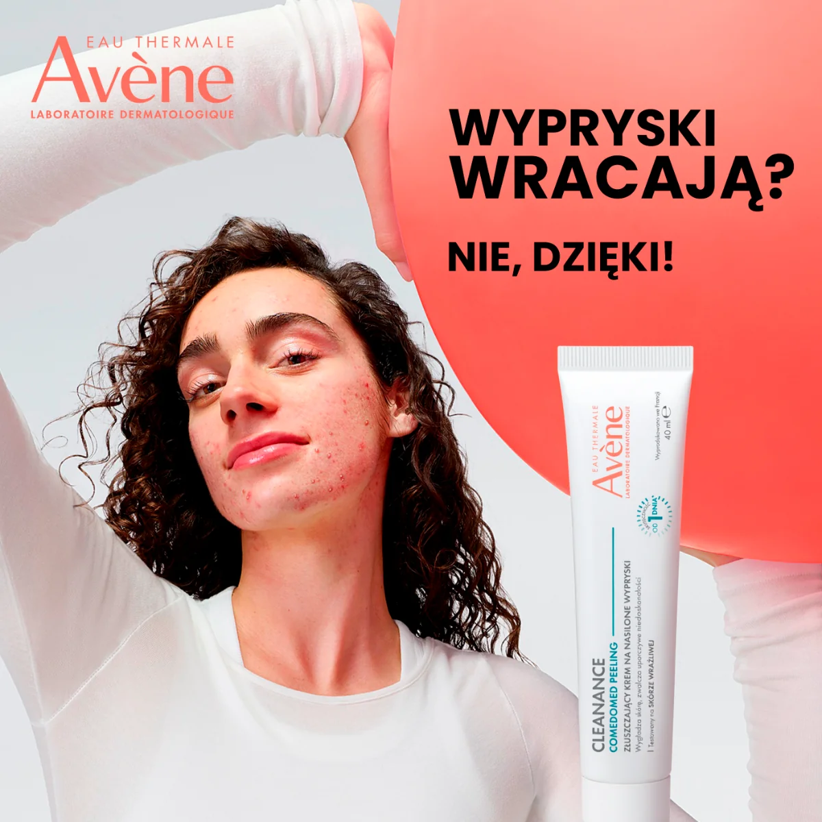 Avène Cleanance Comedomed Peeling złuszczający krem na nasilone wypryski, 40 ml