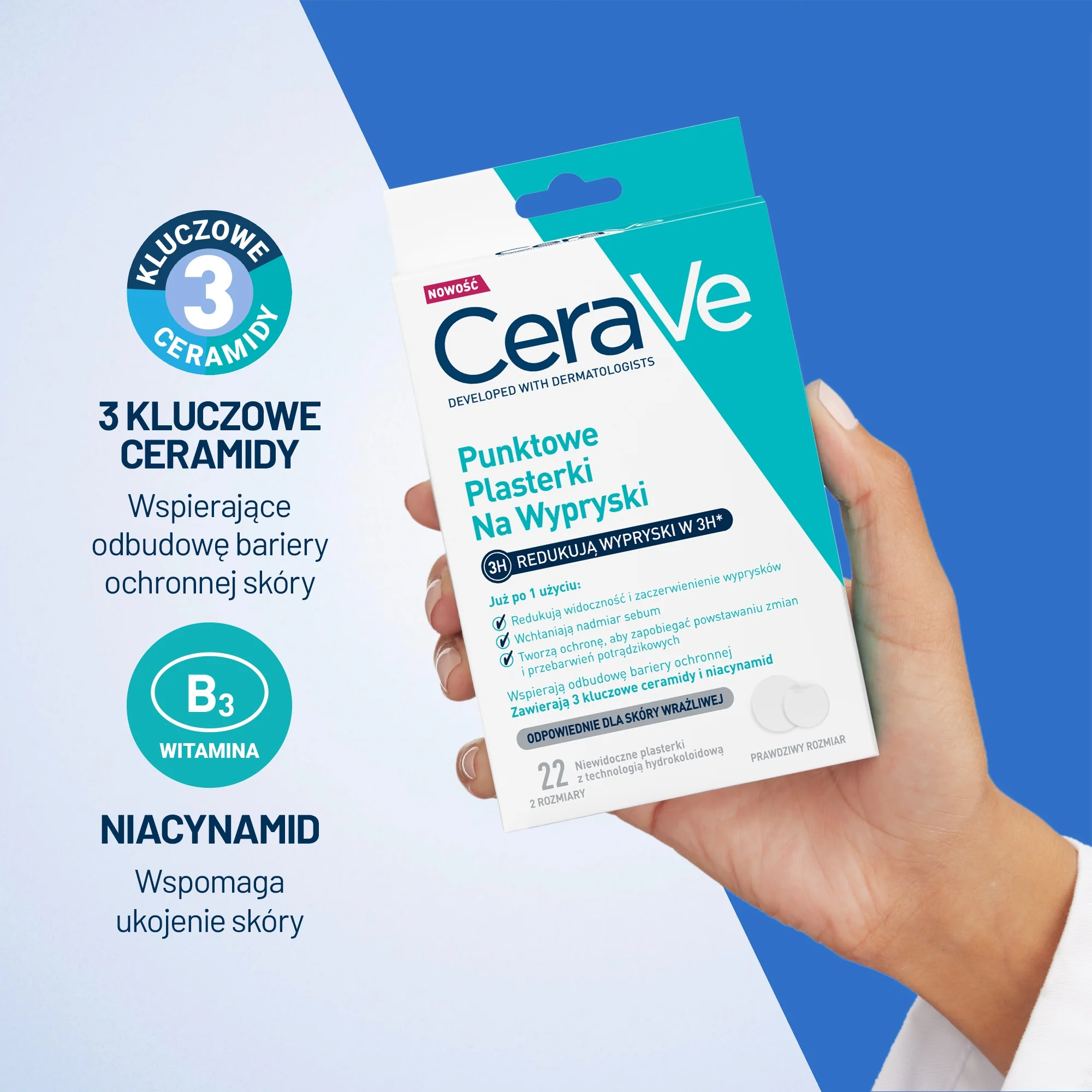 CeraVe punktowe plasterki na wypryski, 22 sztuki